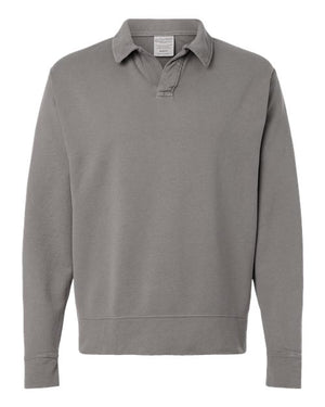 Garment-Dyed Polo Collar Sweatshirt